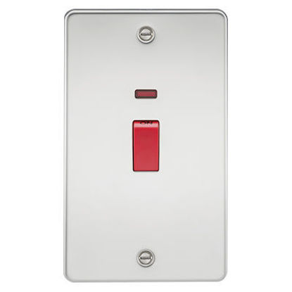Picture of Flat Plate 45A 2G DP Switch with Neon - Polished Chrome