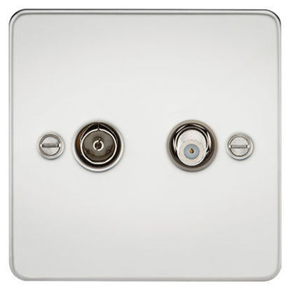 Picture of Flat Plate TV and SAT TV Outlet (Isolated) - Polished Chrome
