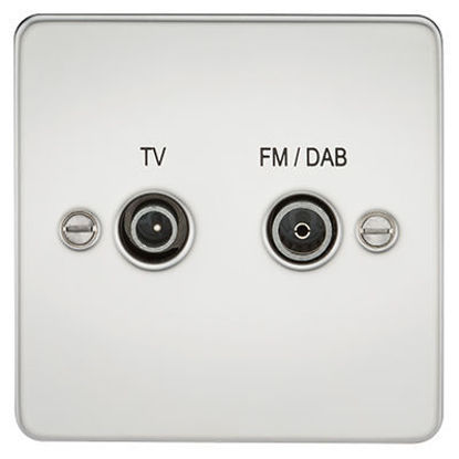 Picture of Flat Plate Screened Diplex Outlet (TV, FM DAB) - Polished Chrome