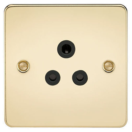 Picture of Flat Plate 5A Unswitched Socket - Polished Brass with Black Insert