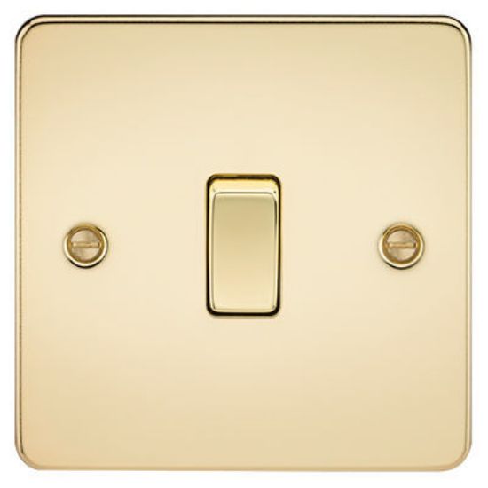 Picture of Flat Plate 10AX 1G 2 Way Switch - Polished Brass