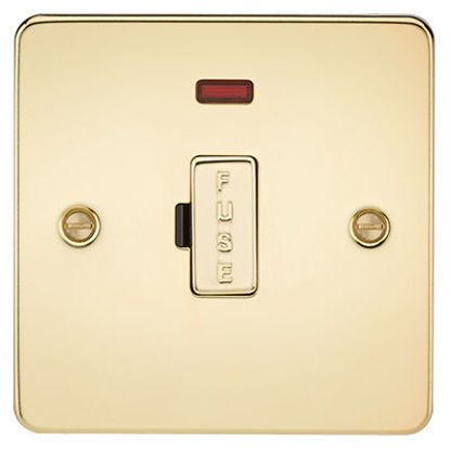 Picture of Flat Plate 13A Fused Spur Unit with Neon - Polished Brass