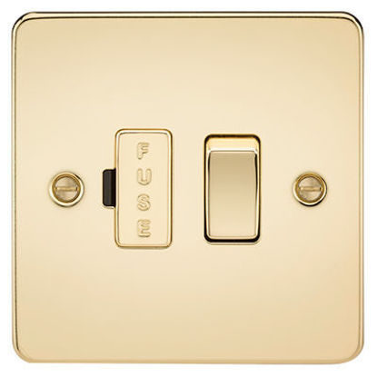 Picture of Flat Plate 13A Switched Fused Spur Unit - Polished Brass