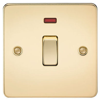 Picture of Flat Plate 20A 1G DP Switch with Neon - Polished Brass