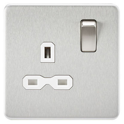 Picture of Screwless 13A 1G DP switched Socket - Brushed Chrome with white Insert