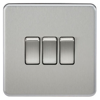 Picture of Screwless 10AX 3G 2-Way Switch - Brushed Chrome