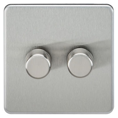 Picture of Screwless 2G 2-way 10-200W (5-150W LED) trailing edge dimmer - Brushed Chrome