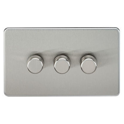 Picture of Screwless 3G 2-way 10-200W (5-150W LED) trailing edge dimmer - Brushed Chrome
