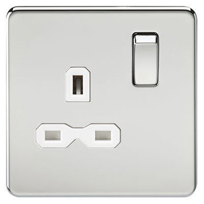 Picture of Screwless 13A 1G DP switched socket - polished chrome with white insert
