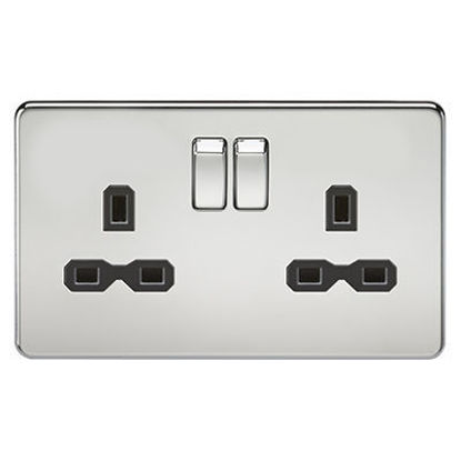 Picture of Screwless 13A 2G DP switched socket - polished chrome with black insert