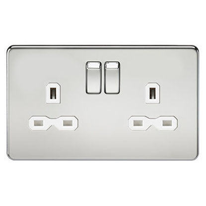 Picture of Screwless 13A 2G DP switched socket - polished chrome with white insert