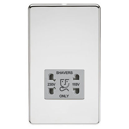 Picture of Screwless 115/230V Dual Voltage Shaver Socket - Polished Chrome with Grey Insert