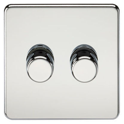 Picture of Screwless 2G 2-way 10-200W (5-150W LED) trailing edge dimmer - Polished Chrome