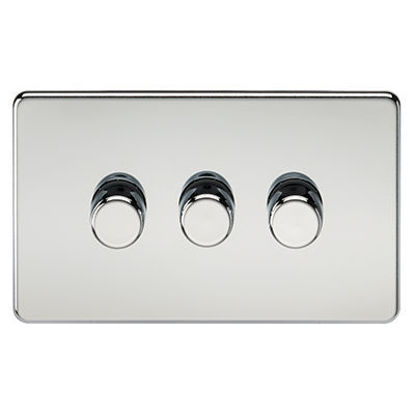 Picture of Screwless 3G 2-way 10-200W (5-150W LED) trailing edge dimmer - Polished Chrome