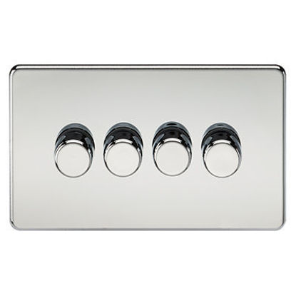 Picture of Screwless 4G 2-way 10-200W (5-150W LED) trailing edge dimmer - Polished Chrome