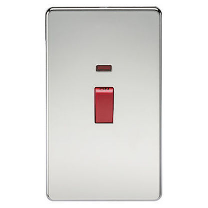 Picture of Screwless 45A 2G DP Switch with Neon - Polished Chrome