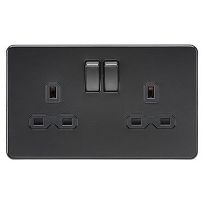 Picture of Screwless 13A 2G DP switched socket - matt black with black insert