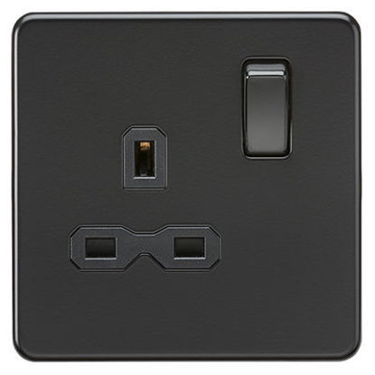 Picture of Screwless 13A 1G DP switched socket - Matt black with black insert