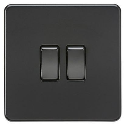 Picture of Screwless 10AX 2G 2-Way Switch - Matt Black with black rockers