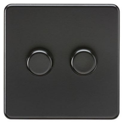 Picture of Screwless 2G 2-way 10-200W (5-150W LED) trailing edge dimmer - Matt Black