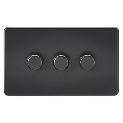 Picture of Screwless 3G 2-way 10-200W (5-150W LED) trailing edge dimmer - Matt Black