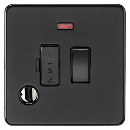 Picture of 13A Switched Fused Spur with Neon and Flex Outlet - Matt Black