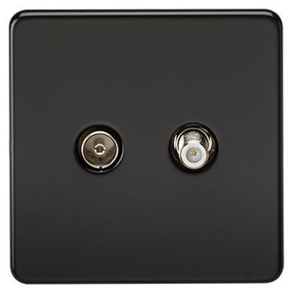 Picture of Screwless TV & SAT TV Outlet (Isolated) - Matt Black