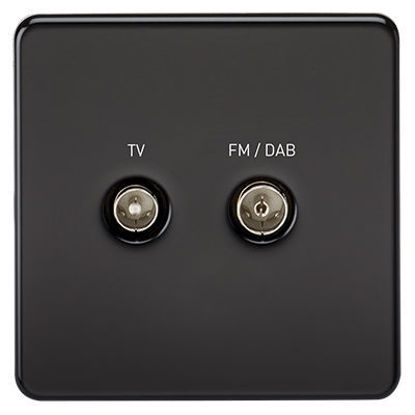 Picture of Screwless Screened Diplex Outlet (TV and FM DAB) - Matt Black