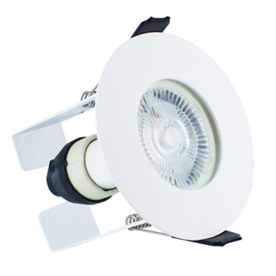 Picture of Evofire Fire Rated Downlight 70mm Cutout IP65 White Round + GU10 Holder & Insulation Guard