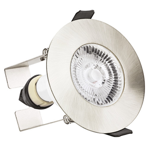 Picture of Evofire Fire Rated Downlight 70mm Cutout IP65 Satin Nickel Round + GU10 Holder & Insulation Guard
