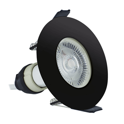 Picture of Evofire Fire Rated Downlight 70mm Cutout IP65 Black Round + GU10 Holder