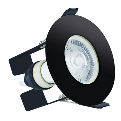 Picture of Evofire Fire Rated Downlight 70mm Cutout IP65 Black Round + GU10 Holder & Insulation Guard