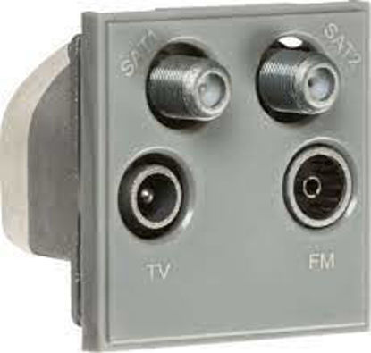 Picture of Satellite TV FM Quadplex Outlet Module, Grey