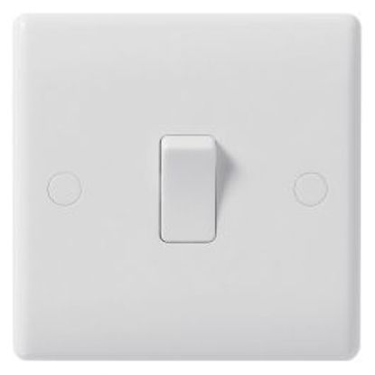 Picture of 1 Gang Intermediate Light Switch White Rounded Edge 10A
