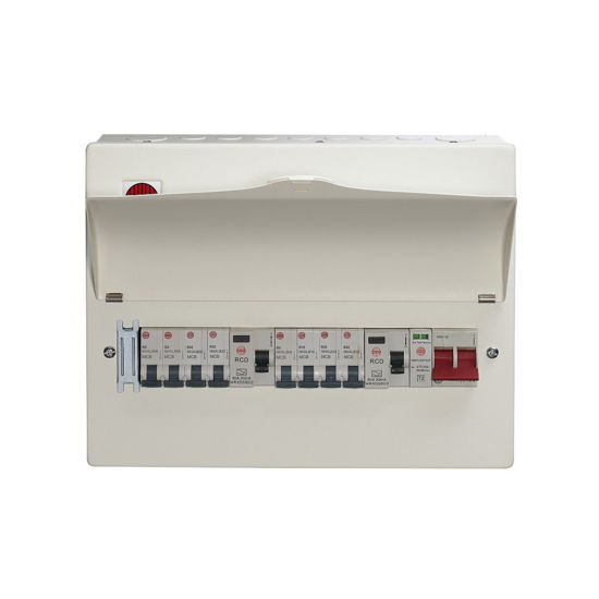 Picture of Wylex WNM1772 8 Way High Integrity + Type 2 SPD Flexible Busbar Consumer Unit Loaded With 8 MCB's