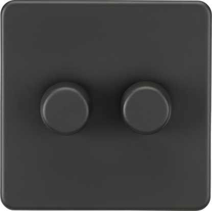 Picture of Screwless 2G 2-way 10-200W (5-150W LED) trailing edge dimmer - Anthracite