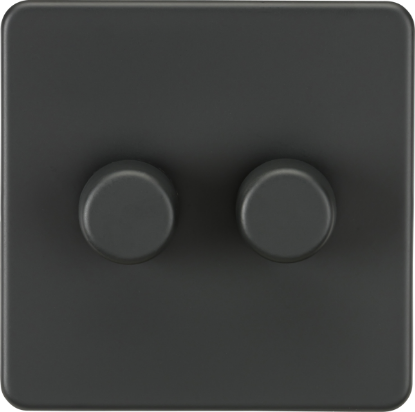 Picture of Screwless 2G 2-way 10-200W (5-150W LED) trailing edge dimmer - Anthracite