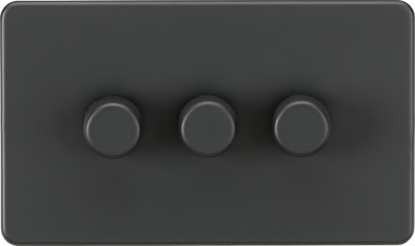 Picture of Screwless 3G 2-way 10-200W (5-150W LED) trailing edge dimmer - Anthracite