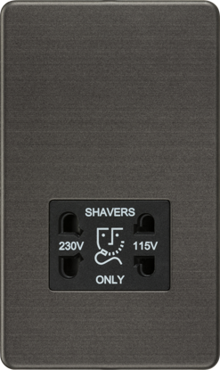 Picture of Screwless 115V/230V Dual Voltage Shaver Socket - Smoked Bronze