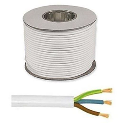 Picture of 0.75mm White Three Core PVC Flexible Cable - 50MTR