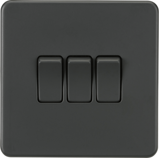 Picture of Screwless 10AX 3G 2-Way Switch - Anthracite