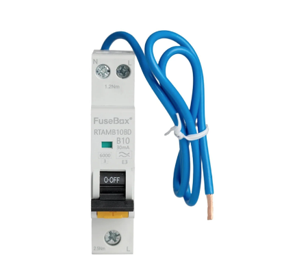 Picture of 10A Mini Single Pole 1 Module B Curve 6kA 30mA Type A RCBO