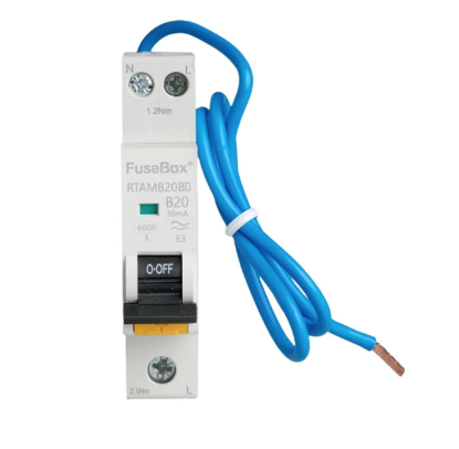 Picture of 20A Mini Single Pole 1 Module B Curve 6kA 30mA Type A RCBO