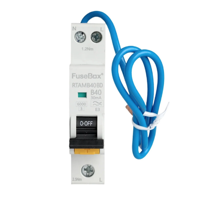 Picture of 40A Mini Single Pole 1 Module B Curve 6kA 30mA Type A RCBO